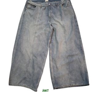 NWT The Drop Ext. Women's Plus Size 26/28 Wide Leg Blue Denim Jeans